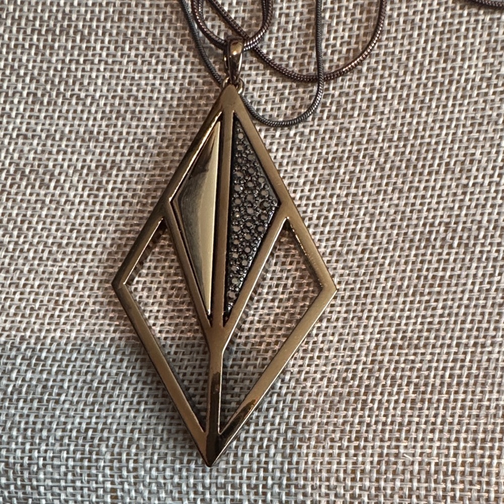 WHBM Geometric Bronze Pendant Necklace - Modern Women's Jewelry